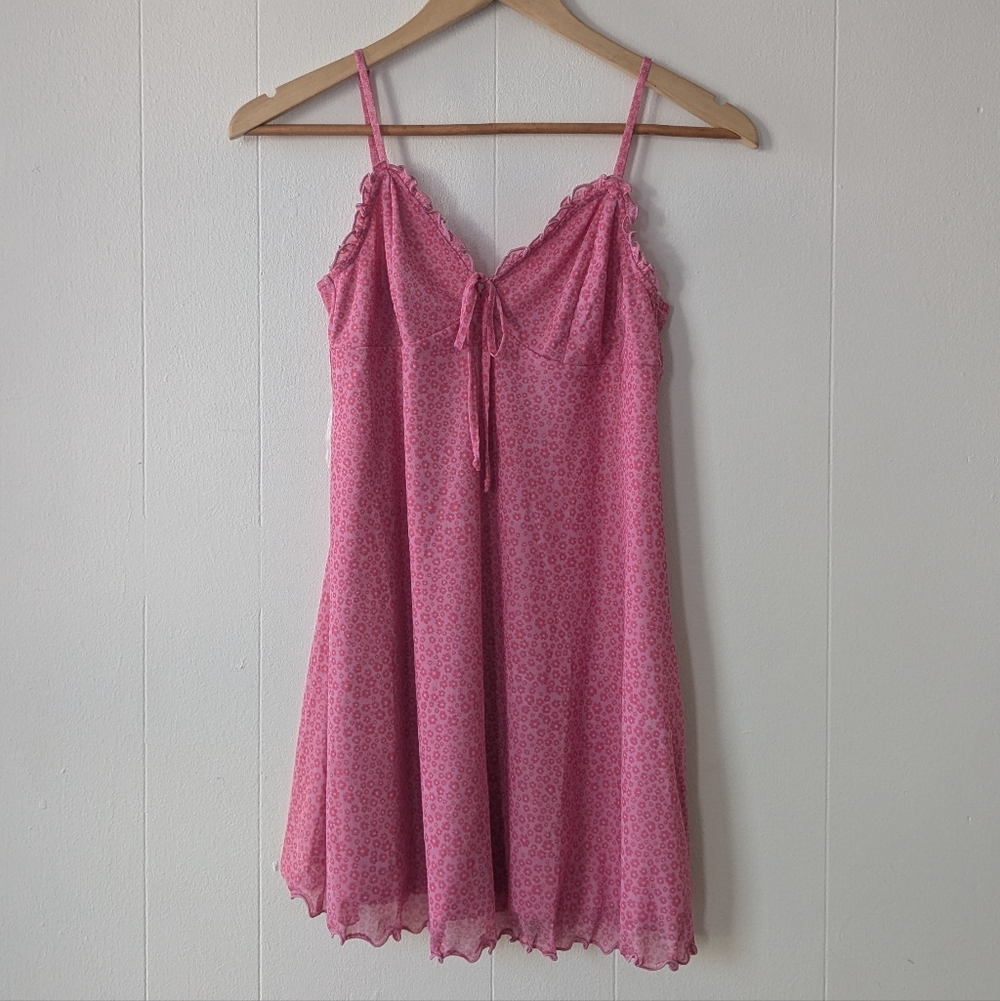 NWT American Eagle Pink Slip Mini Dress Small S Y2K Inspired Ditzy Floral